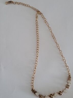 Gold-Tone Floral Crystal Necklace